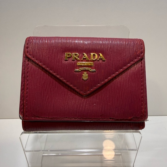 Prada Handbags - Prada Vitello Hot Pink Compact Wallet